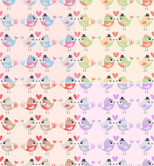 seamless pastel pattern with 2 cute love birds