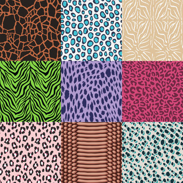 repeated wild animal skins fabric print background	