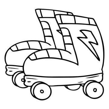 recommend clip art: line drawing doodle of roller skates