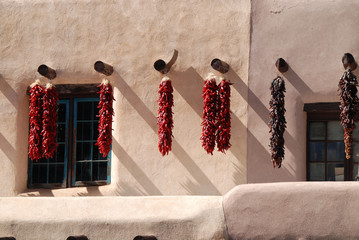 sun drying chili peppers