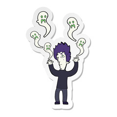 sticker of a cartoon spooky vampire