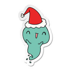 christmas sticker cartoon of kawaii ghost