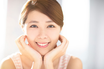 closup young woman with skin care concepts