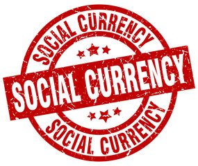 social currency round red grunge stamp