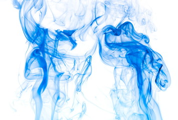 Blue smoke on white background