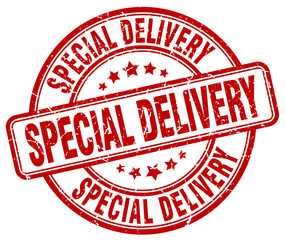 special delivery red grunge round vintage rubber stamp