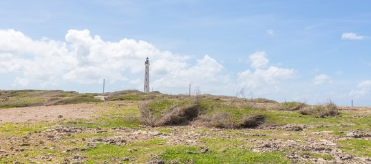 Lighthouse landscape in Green Scenary Aruba Island 