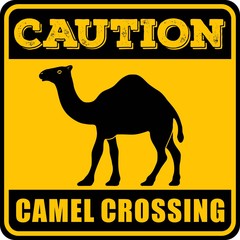 Road sign - Attention Animal, Camels Crossing. Vector illustration