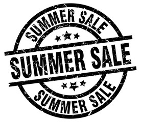 summer sale round grunge black stamp