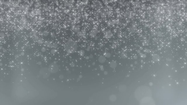 Falling small white particles and stars. Abstract light glitter motion background 4k Seamless loop