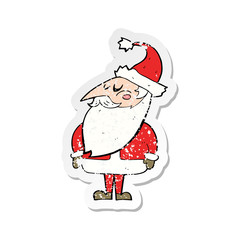 retro distressed sticker of a cartoon santa claus