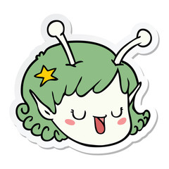 sticker of a cartoon alien space girl face