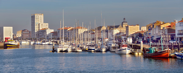Panoramic photo of port of Les Sables d'Olonne, commune in the Vendée department in the Pays de la...