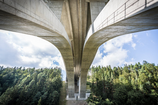 tall highway bridge infrastructure symmetrical view
