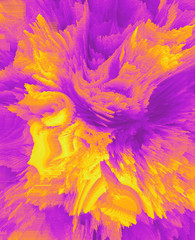 Color explosion. Volumetric extrusion. Colored geometrical motion background.