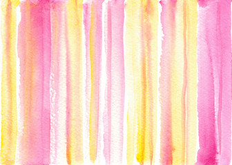 watercolor pink and yellow stripes. hand painted background.