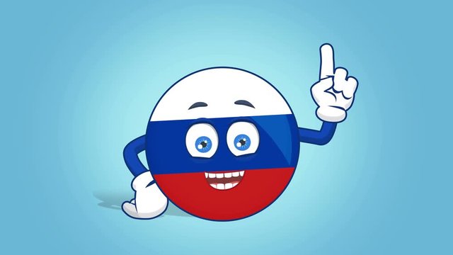 Cartoon Icon Flag Russia Think and Idea with Face Animation with Alpha Matte