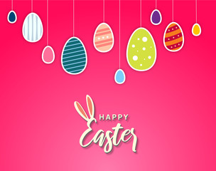 Konzept Ostern - Grußkarte mit Hasenohren und Happy Easter