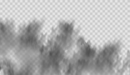 Vector illustration of black smoky clouds  on transparent background