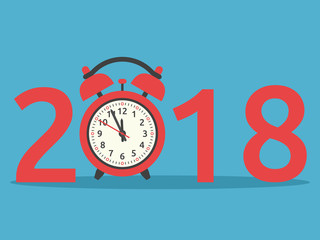 New Year 2018, clock