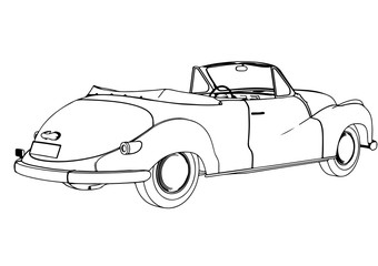 sketch sports retro car vector