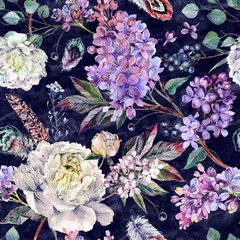 Fototapete Watercolor Floral Boho Pattern Fototapeten Wallsheaven Inna Sinano