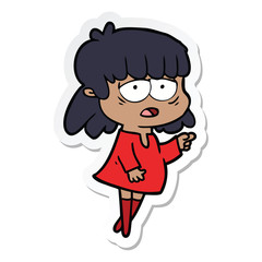 sticker of a cartoon tired woman