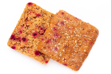 Rye bread slice on a white background.