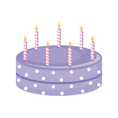 sweet cake with candles isolated icon