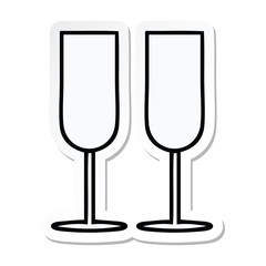 sticker of a cute cartoon champagne flutes