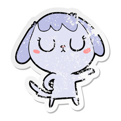 distressed sticker of a cute cartoon dog