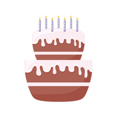 sweet cake with candles isolated icon