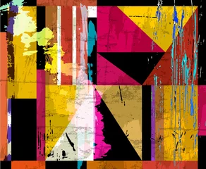Poster abstract background composition, with strokes, splashes and geometric lines © Kirsten Hinte