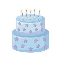 sweet cake with candles isolated icon