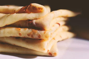 Pancakes close-up on a plate