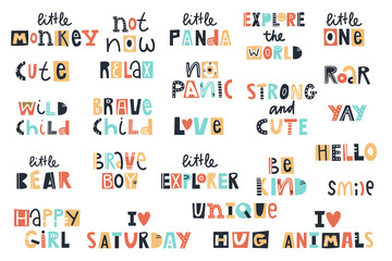 Big kids collection of lettering phrases. Vector illustration - 255156879