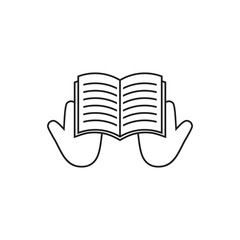 hand reading book study thin line symbol vector