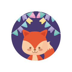 cute fox animal with garlands hanging