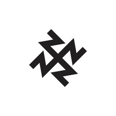 abstract letters zn circle geometric line logo vector