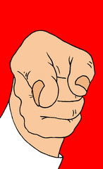 Illustration of a man's hand pointing towards who looks at it