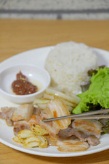 Korean barbecue rice platter side dish