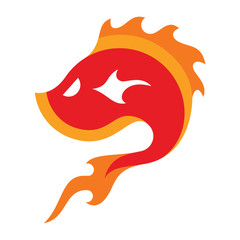 fire logo, angry fish, in fire logo concept
