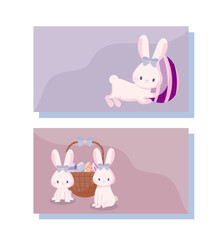 cards with cute rabbits female of easter