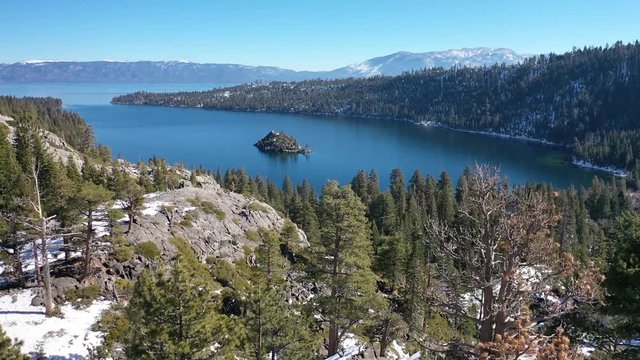 Aerial 4K Emerald Bay, Lake Tahoe, California USA Panorama