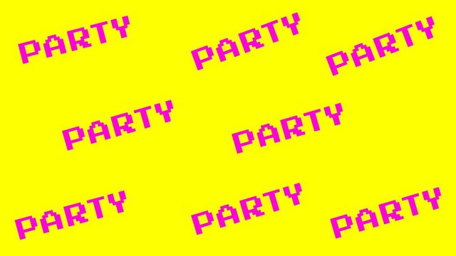 Animated background with word "party"