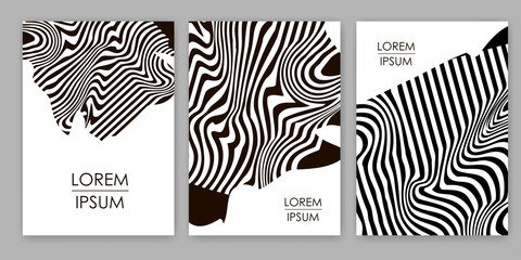 Fototapeta Black lines. Zebra backgrounds set. Templates for cover, card, banner, poster. obraz