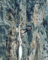 Walk a line in the sky.Turkish Highline Carnival in Antalya.