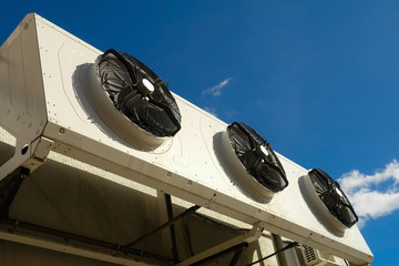 Industrial air conditioning system on the wall outdoors