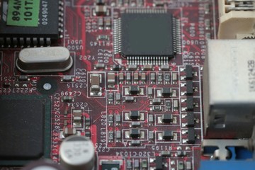 Electronic circuit board close up
