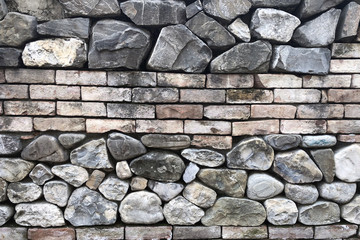 old stone wall of stones and bricks texture